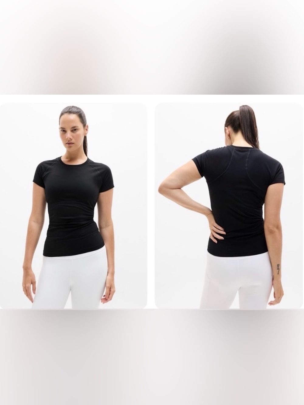 Athleta Black Short-Sleeve Performance Tee